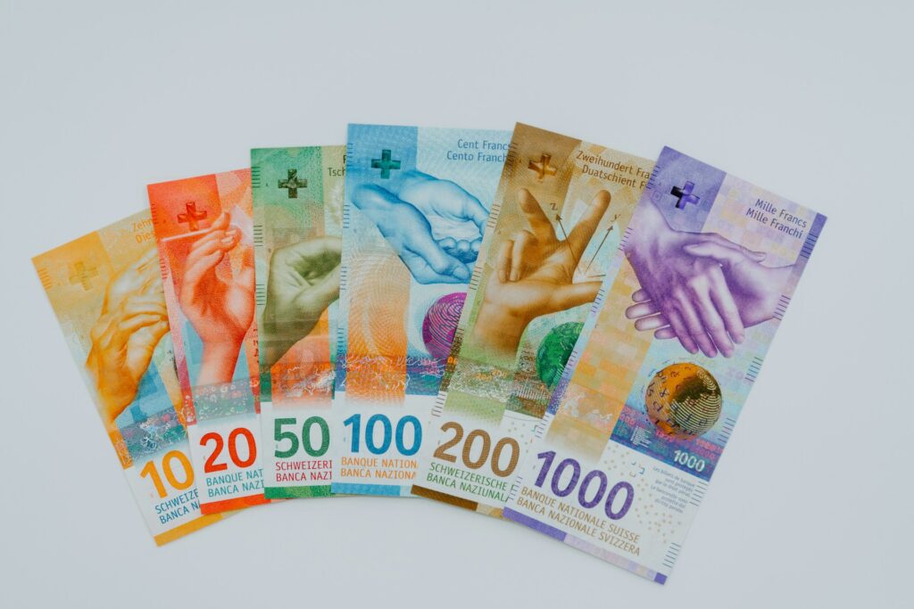 スイスフランの紙幣